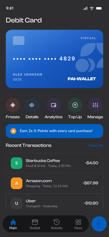 PAI Wallet debit card with on-chain loyalty rewards